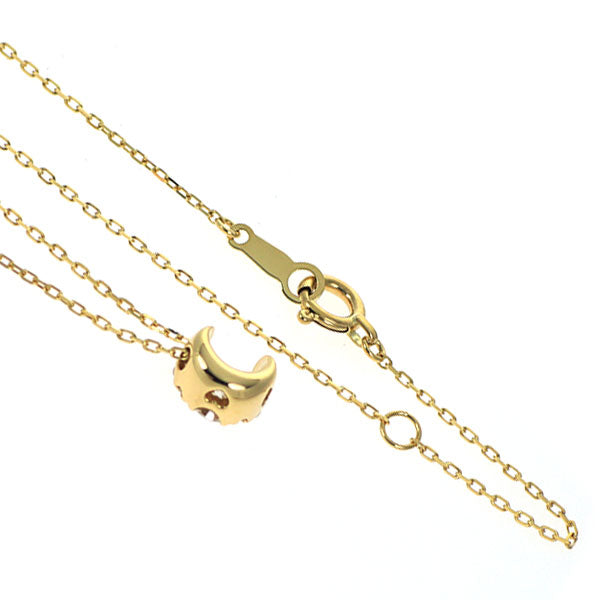 K18YG ダイヤモンド ペンダントネックレス 0.16ct 月 リバーシブル
