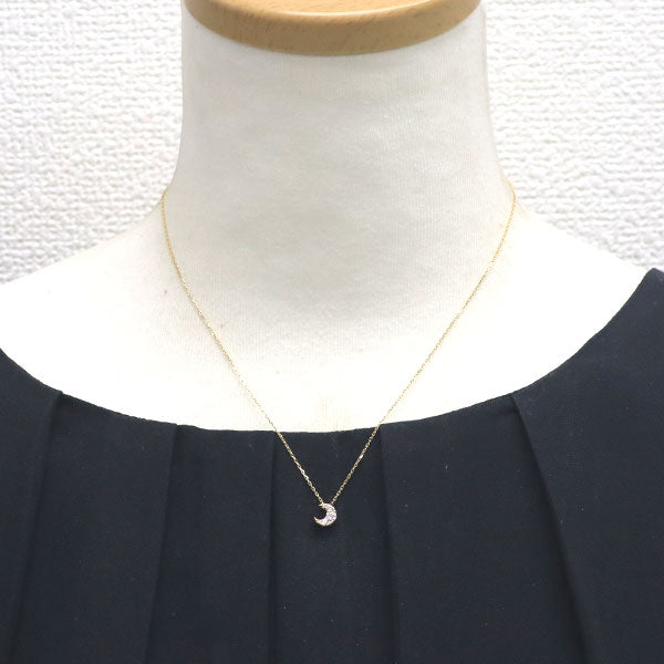 K18YG ダイヤモンド ペンダントネックレス 0.16ct 月 リバーシブル