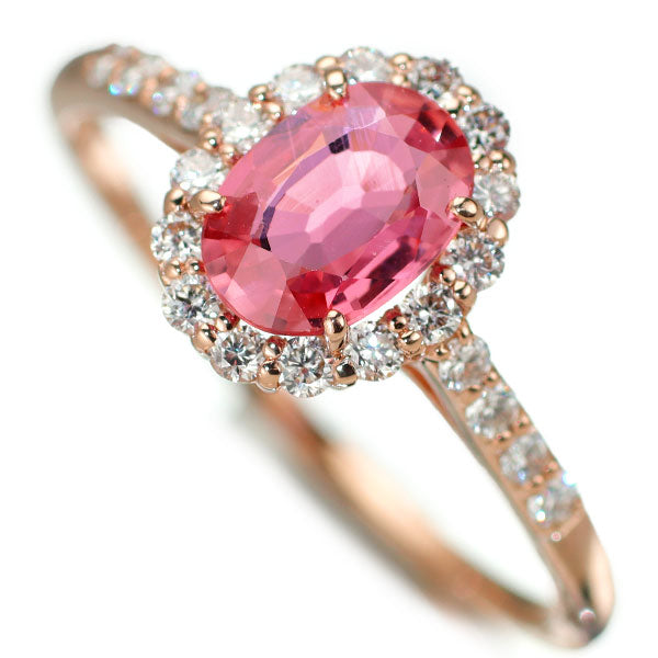 新品 K18PG 非加熱パパラチア サファイア ダイヤモンド リング 0.778ct D0.27ct 【エスコレ】