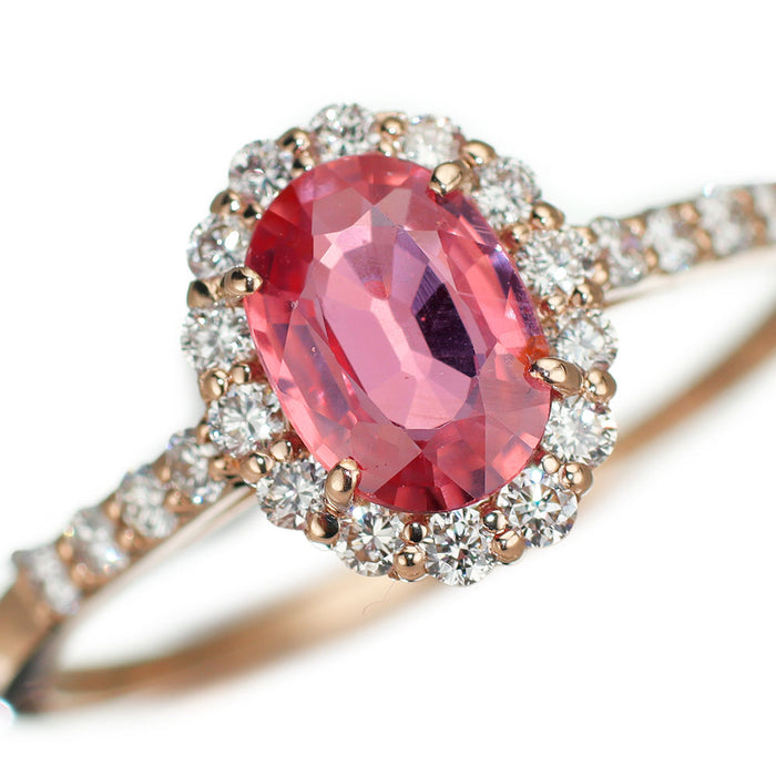 新品 K18PG 非加熱パパラチア サファイア ダイヤモンド リング 0.778ct D0.27ct 【エスコレ】