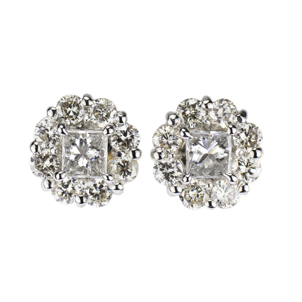 Pt900 プリンセスカット ダイヤモンド ピアス 0.35ct D0.54ct