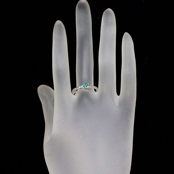 K18WG ブラジル産パライバトルマリン ダイヤモンド リング 0.152ct D0