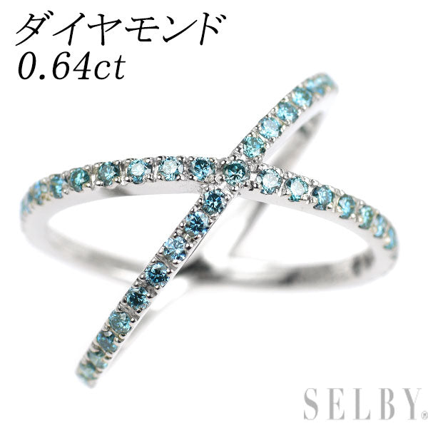 Pt900 トリートブルーダイヤモンド リング 0.64ct