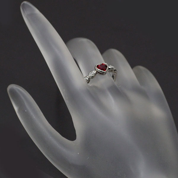 サザンクロス Pt900 ハートシェイプ ルビー ダイヤモンド リング 1.03ct D0.28ct