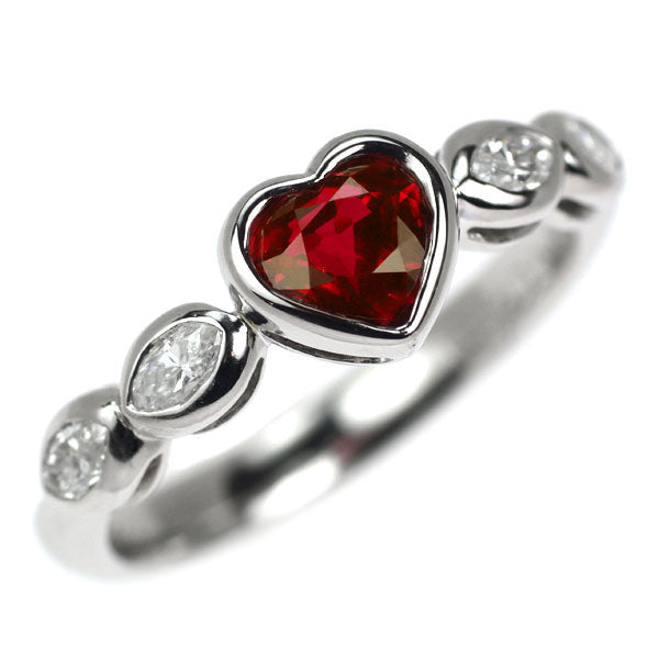 サザンクロス Pt900 ハートシェイプ ルビー ダイヤモンド リング 1.03ct D0.28ct
