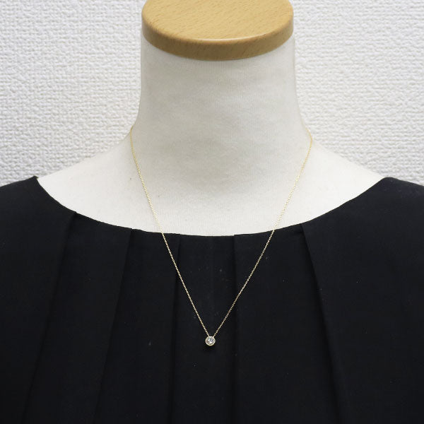 新品 K18YG ダイヤモンド ペンダントネックレス 0.452ct L SI1 G 鍛造ミルグレイン【エスコレ】