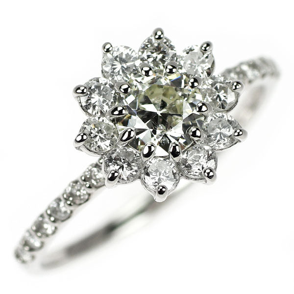 新品 Pt950 オールドサーキュラーブリリアントカット ダイヤモンド リング 0.482ct K SI2 D0.56ct 【エスコレ】フラワー