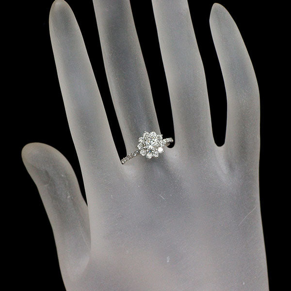 新品 Pt950 ダイヤモンド リング 0.518ct G SI1 G D0.56ct 【エスコレ】フラワー