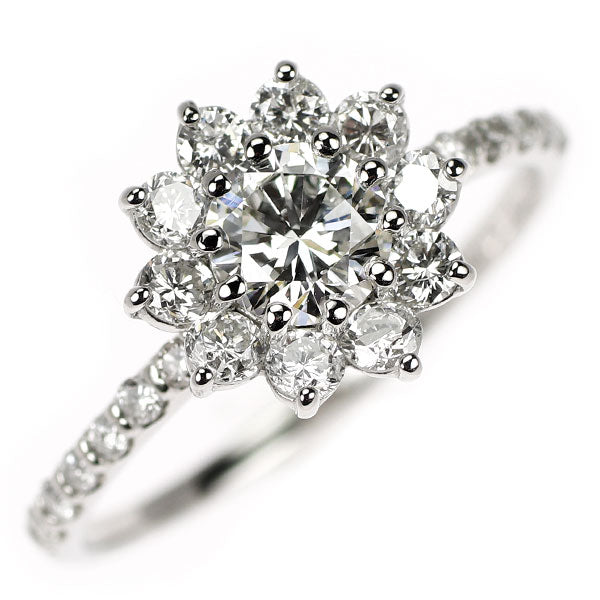 新品 Pt950 ダイヤモンド リング 0.518ct G SI1 G D0.56ct 【エスコレ】フラワー