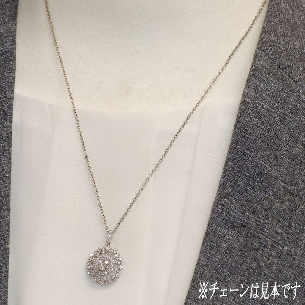 新品 Pt950 オールドヨーロピアンブリリアントカットダイヤモンド ペンダントトップ 0.591ct G SI2 D0.52ct アンティークレース【エスコレ】