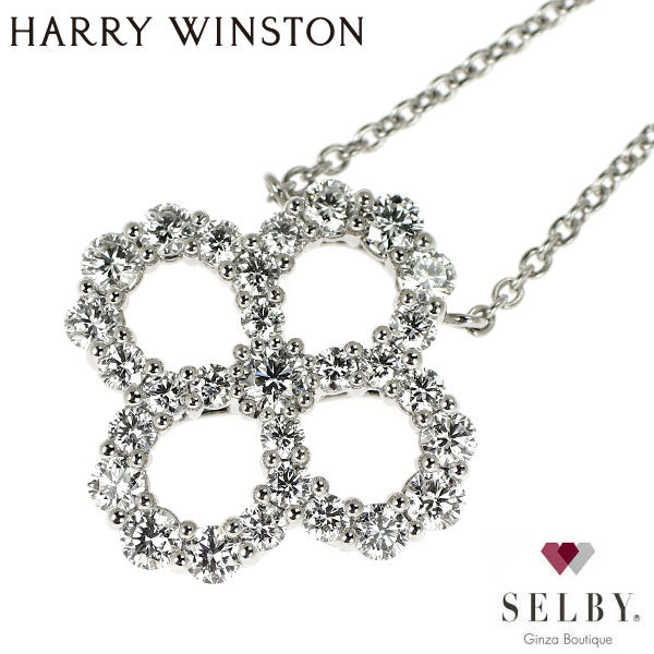 ハリーウィンストン Pt950 ダイヤモンド ペンダントネックレス ループ オープンモチーフ 《セルビー銀座店》【中古】