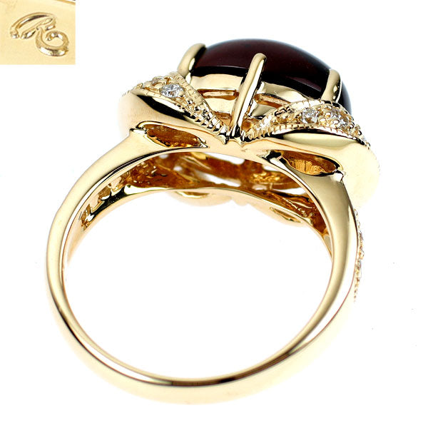 碌山 K14YG ガーネット ダイヤモンド リング 3.10ct D0.30ct