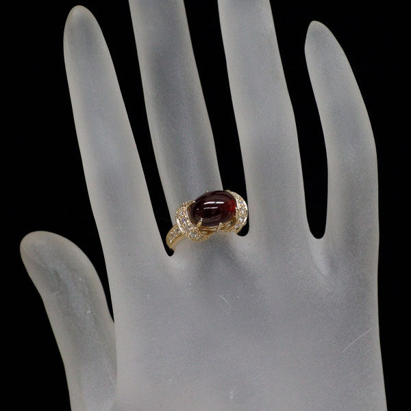 碌山 K14YG ガーネット ダイヤモンド リング 3.10ct D0.30ct