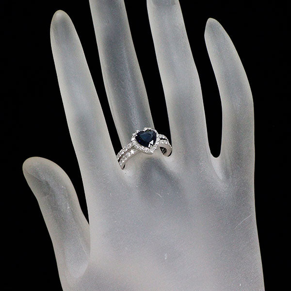 ポンテヴェキオ K18WG ハートシェイプ サファイア ダイヤモンド リング 1.37ct D0.72ct