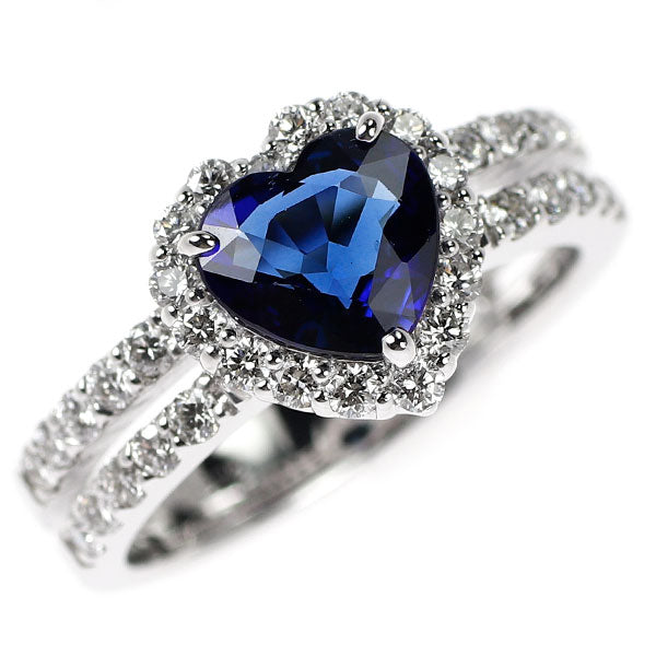 ポンテヴェキオ K18WG ハートシェイプ サファイア ダイヤモンド リング 1.37ct D0.72ct