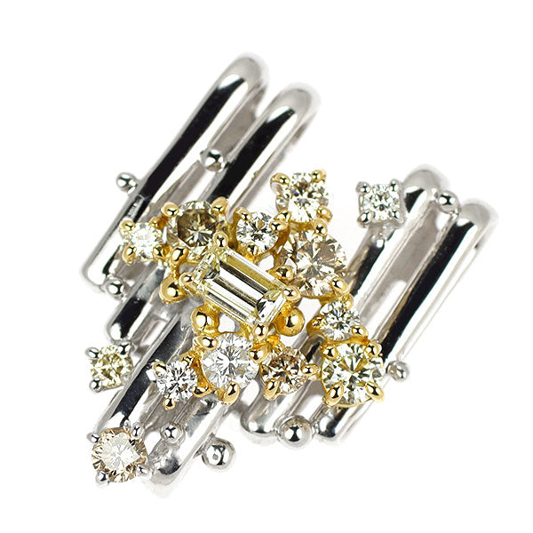 福原佐智 K18YG/WG ファンシーカラー/カラーレス ダイヤモンド ペンダントトップ 0.99ct