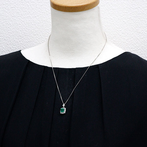 Pt900/ Pt850 エメラルド ダイヤモンド ペンダントネックレス 1.30ct D0.70ct