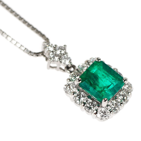 Pt900/ Pt850 エメラルド ダイヤモンド ペンダントネックレス 1.30ct D0.70ct