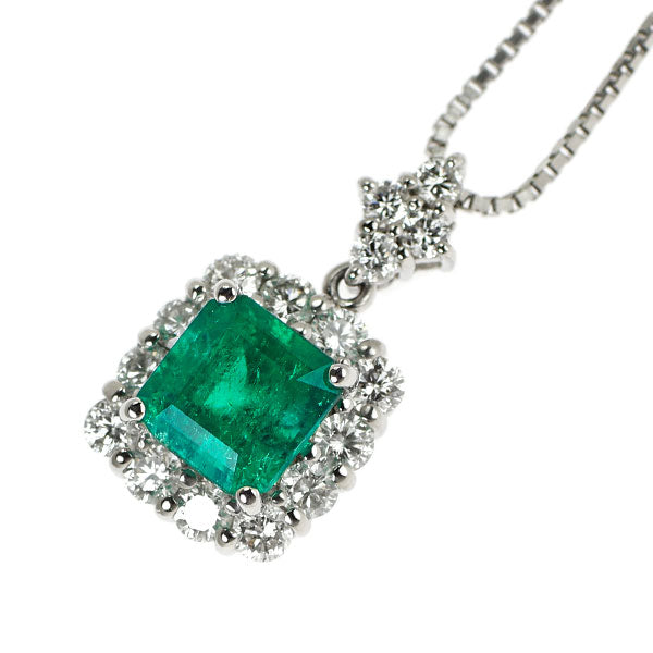 Pt900/ Pt850 エメラルド ダイヤモンド ペンダントネックレス 1.30ct D0.70ct