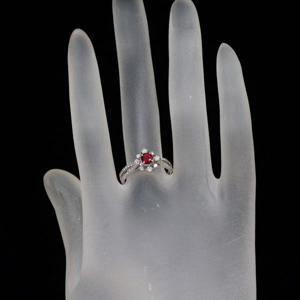 新品 Pt950 非加熱ルビー ダイヤモンド リング 0.500ct D0.40ct【エスコレ】