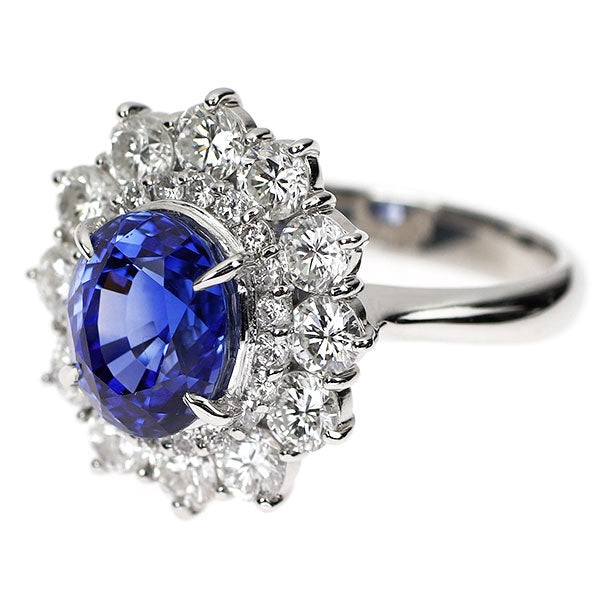 Pt900 サファイア ダイヤモンド リング 4.61ct D1.91ct