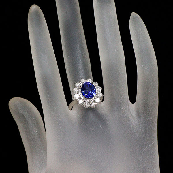 Pt900 サファイア ダイヤモンド リング 4.61ct D1.91ct