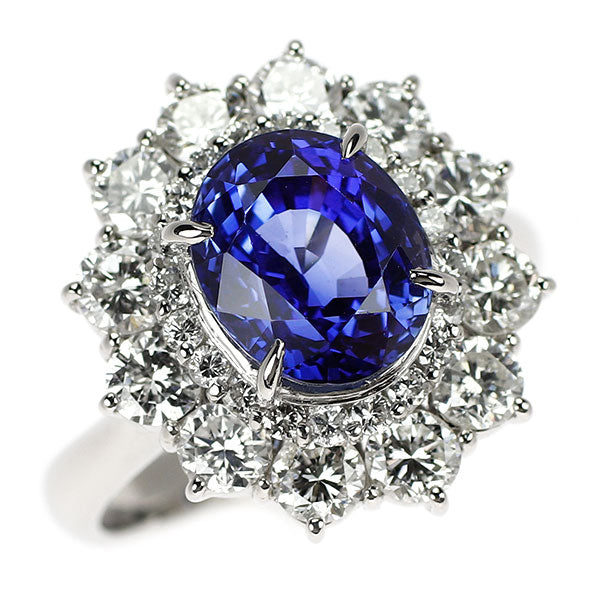 Pt900 サファイア ダイヤモンド リング 4.61ct D1.91ct
