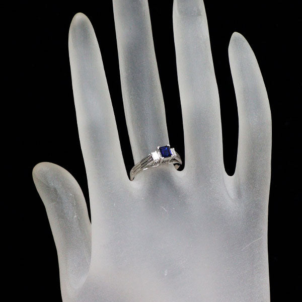 セイコー Pt900 サファイア ダイヤモンド リング 0.41ct 陽刻ヴィンテージ 昭和風レトロ