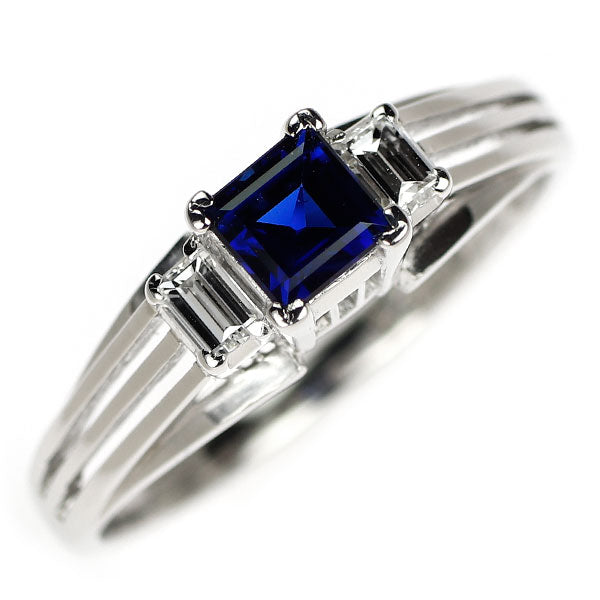 セイコー Pt900 サファイア ダイヤモンド リング 0.41ct 陽刻ヴィンテージ 昭和風レトロ