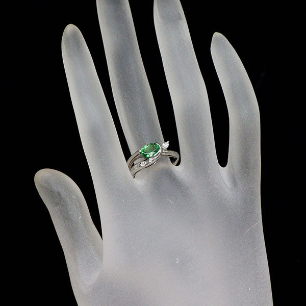 Pt900 グロッシュラーライトガーネット ダイヤモンド リング 1.110ct D0.10ct