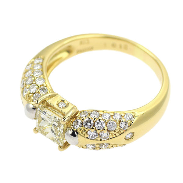 K18/Pt900 プリンセスカット ダイヤモンド リング 1.012ct VLY VS1 D1.00ct