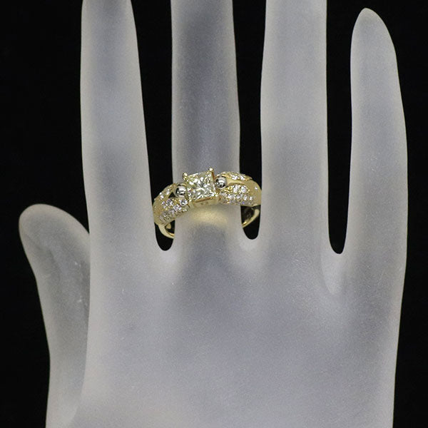 K18/Pt900 プリンセスカット ダイヤモンド リング 1.012ct VLY VS1 D1.00ct