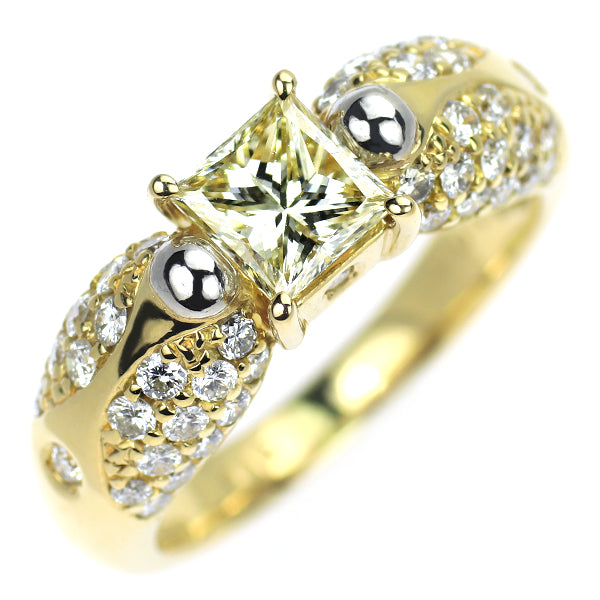K18/Pt900 プリンセスカット ダイヤモンド リング 1.012ct VLY VS1 D1.00ct