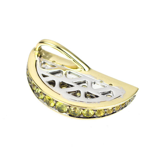 ブラックメッキ/ K18YG/WG イエローサファイア ダイヤモンド ペンダントトップ 0.84ct D0.35ct レモン