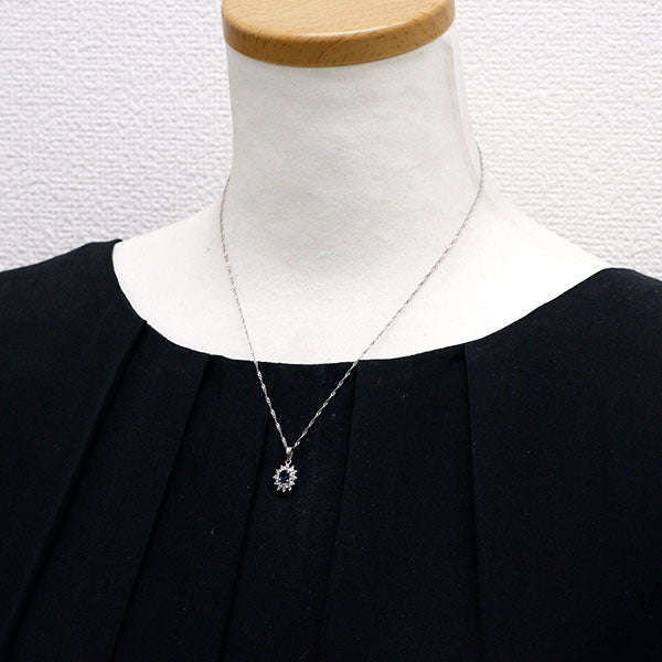 Pt900/ Pt850 サファイア ダイヤモンド ペンダントネックレス 0.25ct D0.30ct