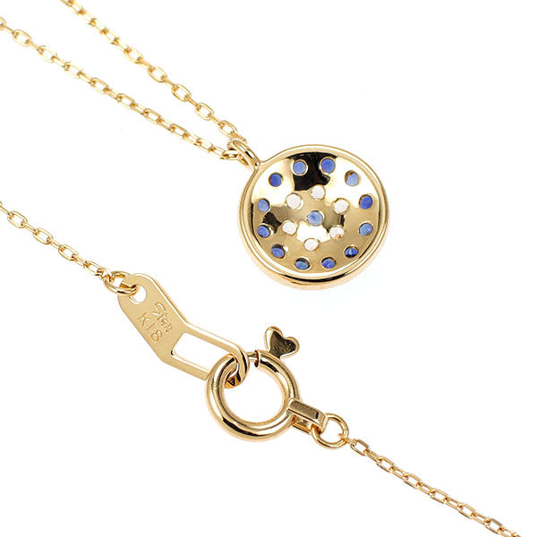 スタージュエリー K18YG ブルー/ホワイトサファイア ペンダントネックレス フォーチュンアイ