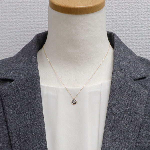 スタージュエリー K18YG ブルー/ホワイトサファイア ペンダントネックレス フォーチュンアイ