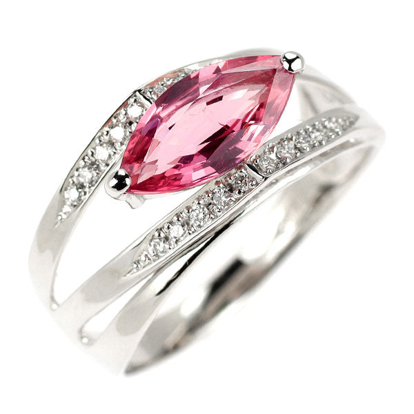 K18WG ピンクスピネル ダイヤモンド リング 1.46ct D0.11ct