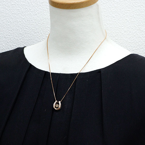K18PG ダイヤモンド ペンダントネックレス 0.852ct D0.10ct 馬蹄