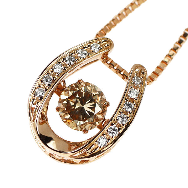K18PG ダイヤモンド ペンダントネックレス 0.852ct D0.10ct 馬蹄