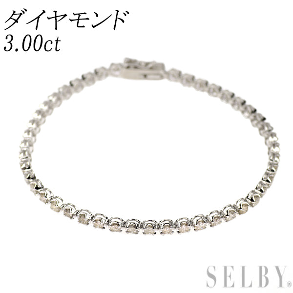 K18WG ダイヤモンド テニス ブレスレット 3.00ct