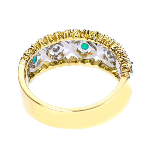 K18YG/Pt900 エメラルド ダイヤモンド リング 0.18ct 0.12ct
