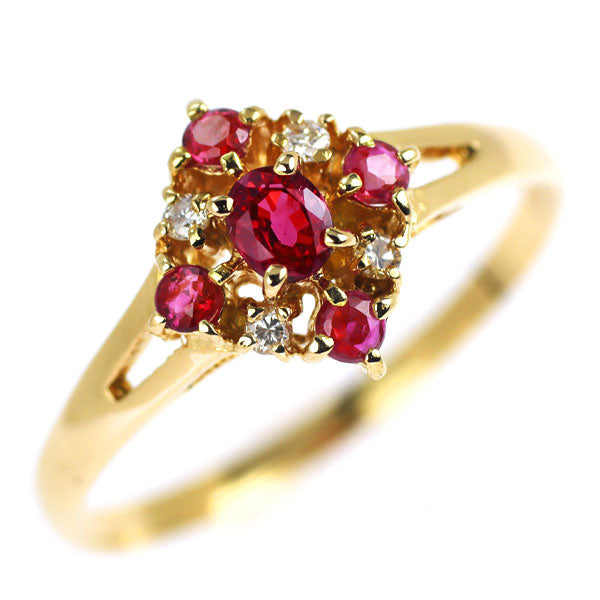 未使用品 k18WG 天然ルビー ダイヤモンド リング K18YG ルビー ダイヤモンド リング D0.04ct — セルビー