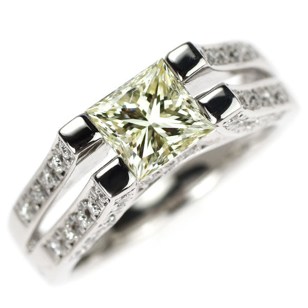 Pt900 プリンセスカット ダイヤモンド リング 1.505ct D0.31ct