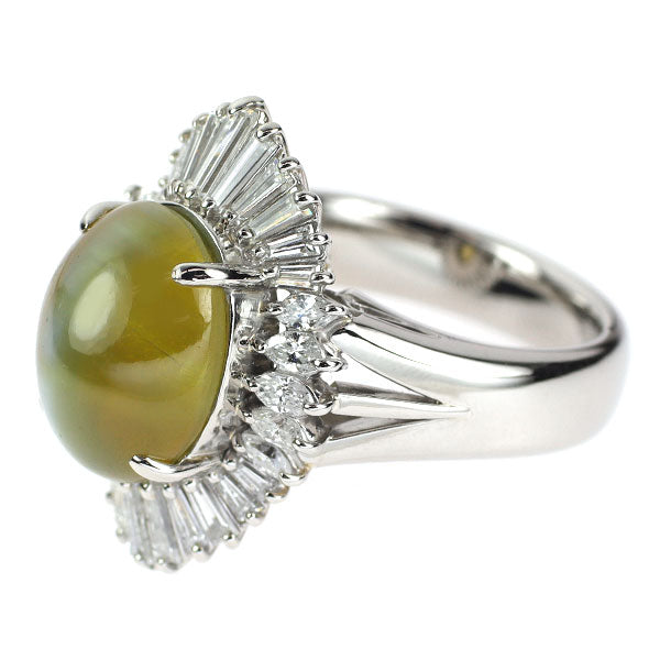 Pt900 クリソベリル キャッツアイ ダイヤモンド リング 14.68ct 2.20ct
