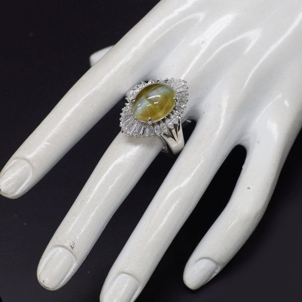 Pt900 クリソベリル キャッツアイ ダイヤモンド リング 14.68ct 2.20ct