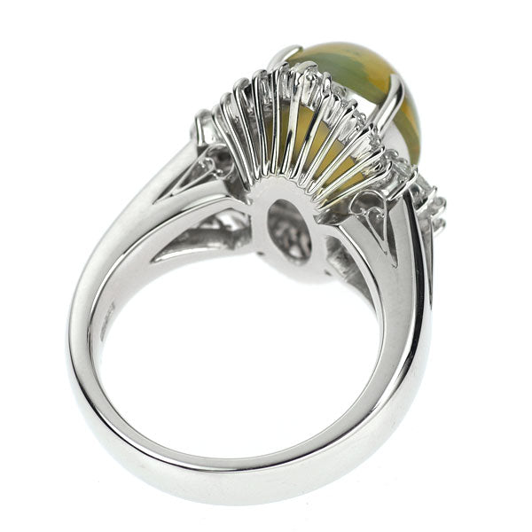 Pt900 クリソベリル キャッツアイ ダイヤモンド リング 14.68ct 2.20ct
