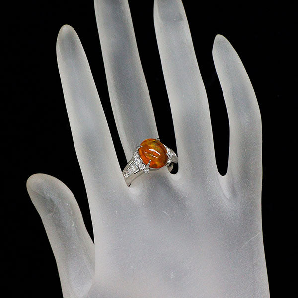 Pt900 ファイアオパール ダイヤモンド リング 3.587ct D0.76ct