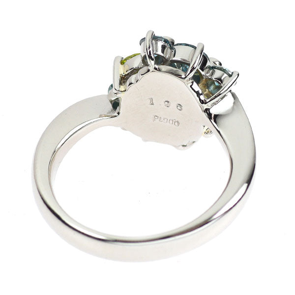 Pt900 トリート イエローグリーン/トリートブルー ダイヤモンド リング 1.96ct