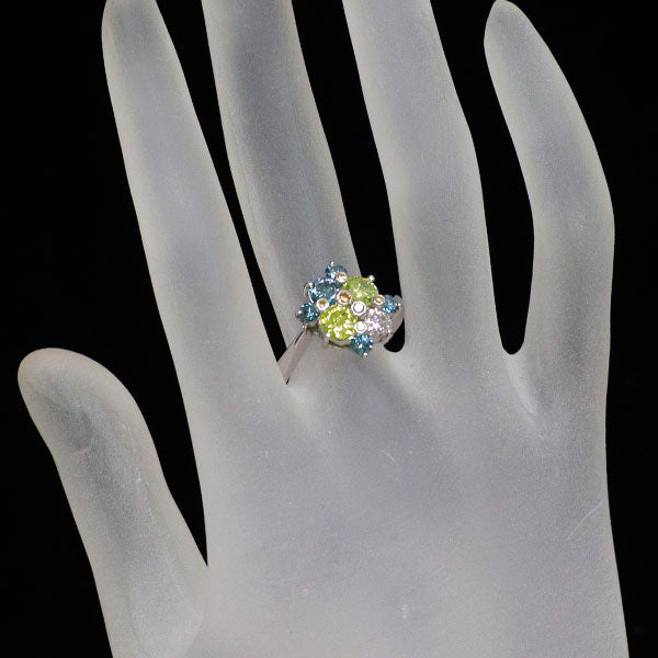 Pt900 トリート イエローグリーン/トリートブルー ダイヤモンド リング 1.96ct